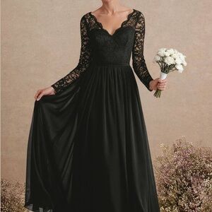 Chic Long Sleeve Black Lace Dress